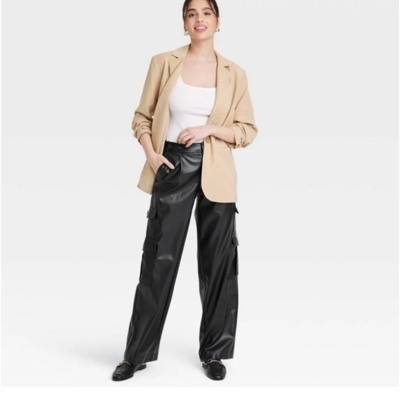 Women's High-Rise Straight Faux Leather
Cargo Pants - A New Day™ Black - Picture 1 of 10